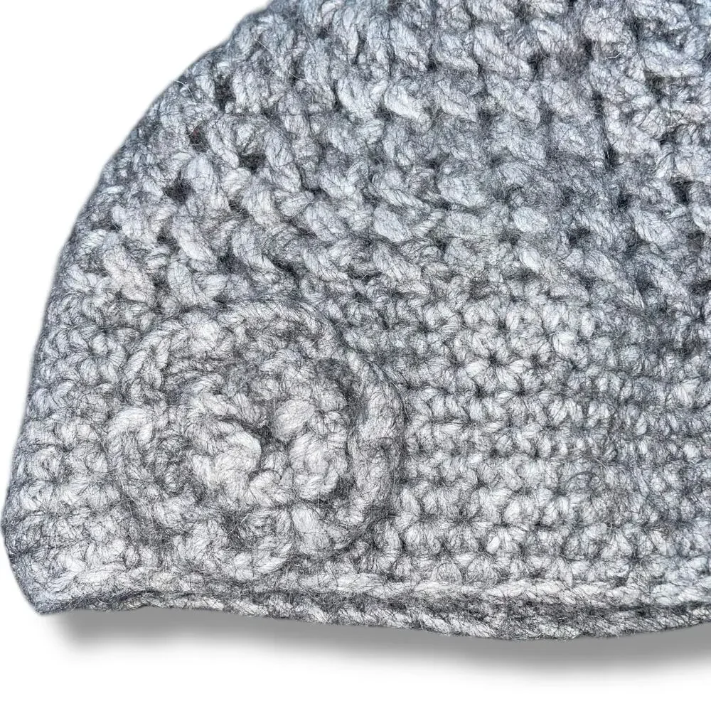 Fratelli Talli Firenze Italy Alpaca Knit Cloche Hat 3D Crochet Flower Beanie